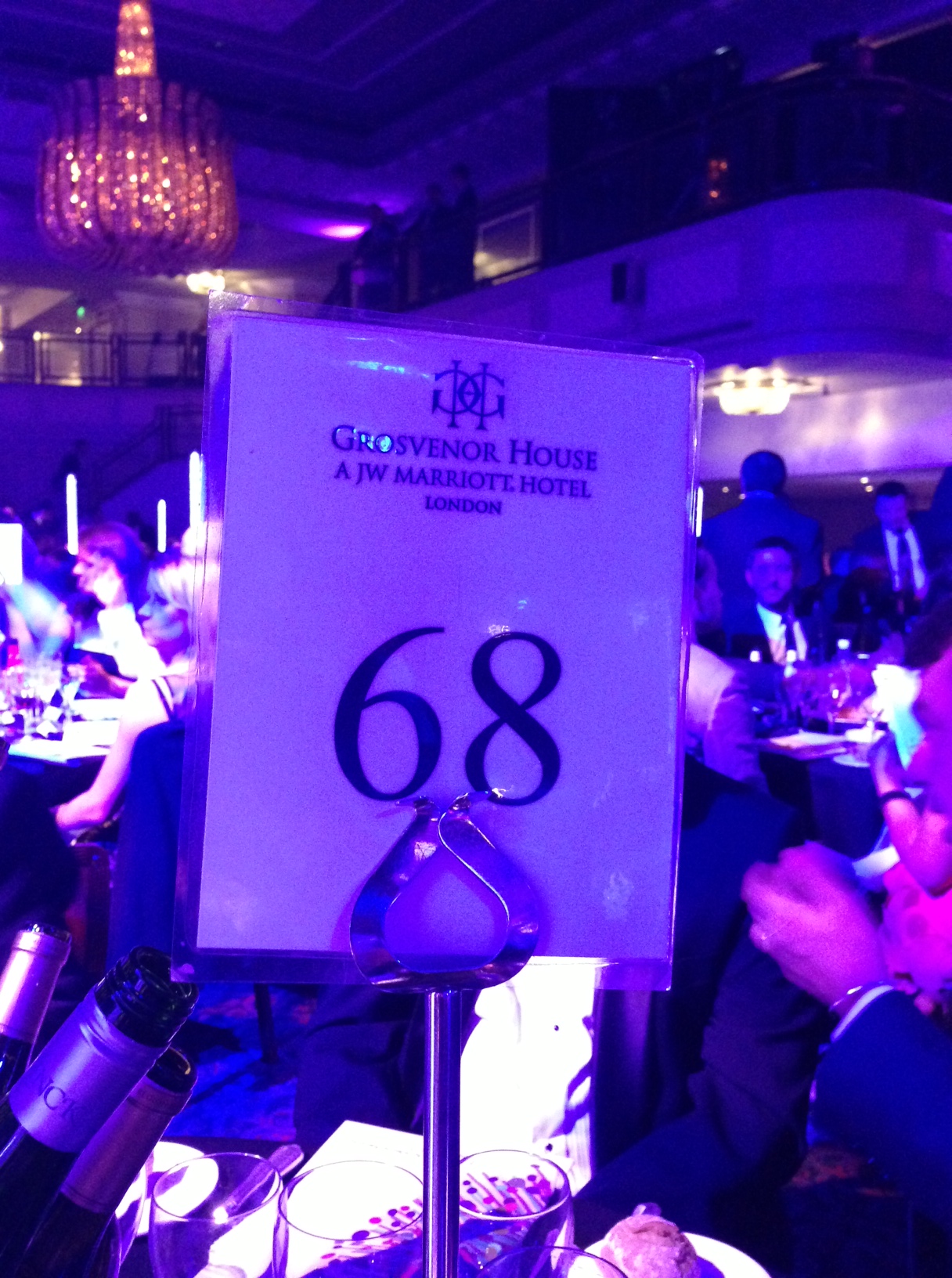 Folded Wing's table number, the lucky number 68!